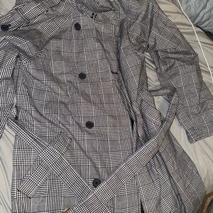 ASOS Black and White Checkered Trench Coat